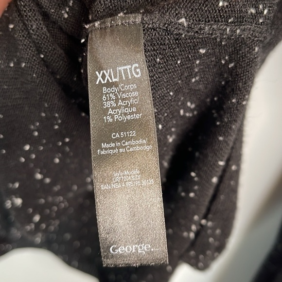 George Speckled Slub Knit Lightweight Long Sleeve Sweater Black White Hi Lo XXL - Picture 9 of 12